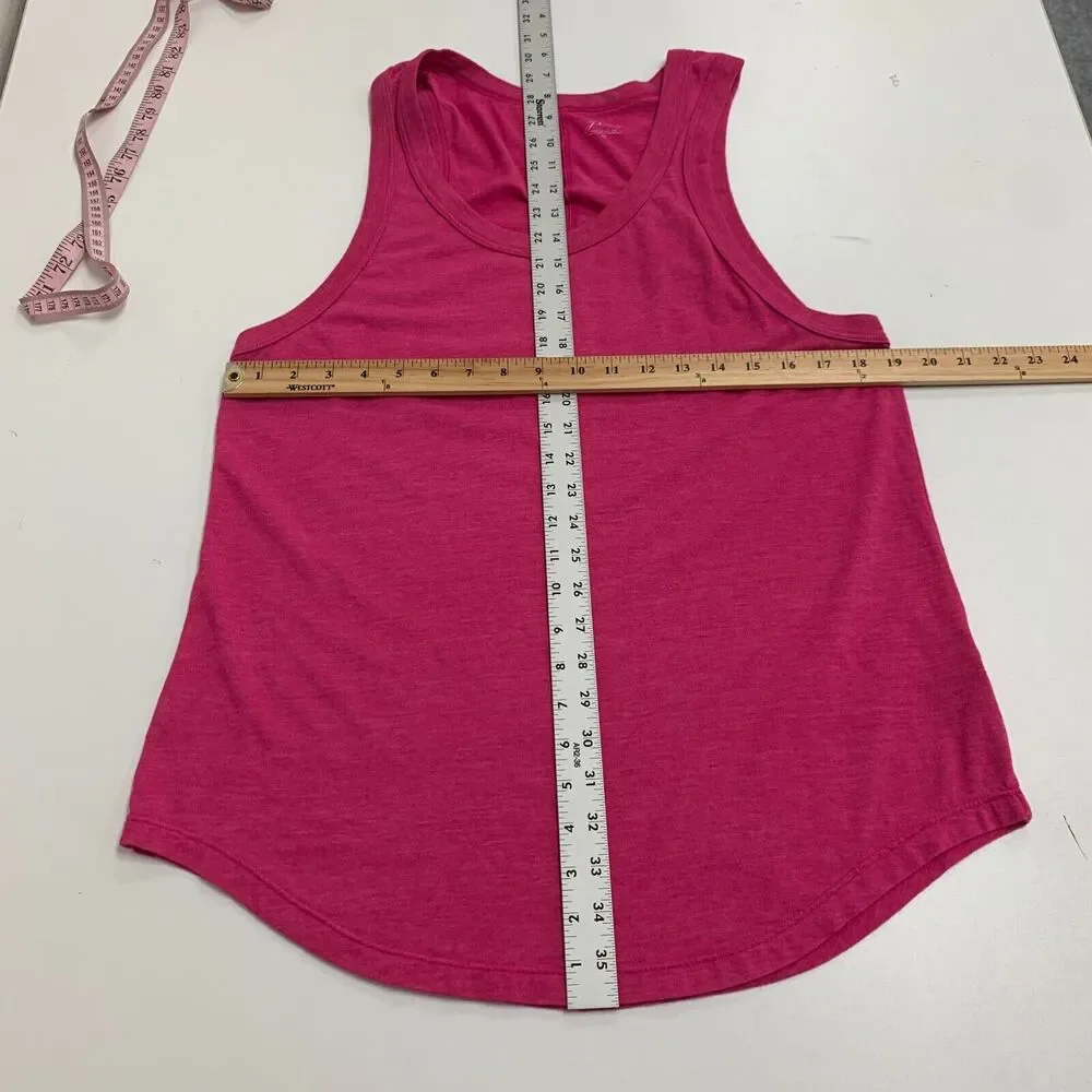 J Crew Longline Tank Top Womens M Medium Pink Slub Cotton Curved Shirttail Shirt